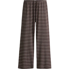 Cotton Blend Trousers - Dark Brown/Striped