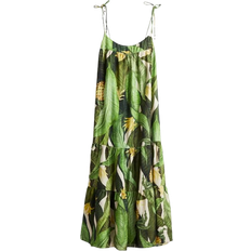 H&M Polyamid Klänningar H&M Tie-strap Maxi Dress - Green/Patterned