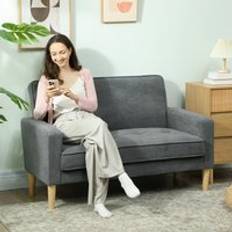 Loveseat Homcom Velvet Feel Upholstered Loveseat Sofa 2 Seater