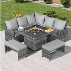 Direct Wicker 7 Seater Outdoor Garden Rattan Corner Set 4 Pack Modular Sofa
