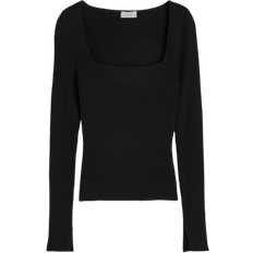 H&M Square Neck Rib Knit Top - Black