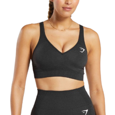 Gymshark Vital Seamless 2.0 V Neck Sports Bra - Black Marl