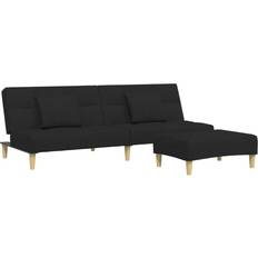 vidaXL 3258105 with Footstool Black Sofa 200cm 4pcs 2 Seater