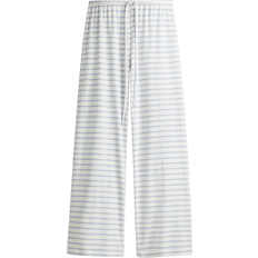H&M Cotton Blend Trousers - White/Light Blue Striped