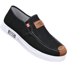 Shein Men's Breathable Slip-On Canvas Formal Loafers, Non-Slip Work Shoes