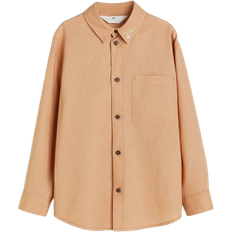 H&M Embroidered-Motif Linen-Blend Shirt - Beige/Flower (1216515001)