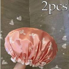 Shein Waterproof Double-Layer Bow Shower Cap 2-pack