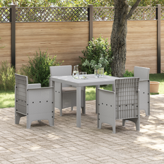 Garden & Outdoor Furniture vidaXL Garden 5 Pcs Light Grey Rattan Metal Patio Dining Set