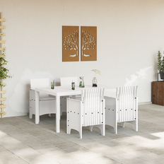 Konstrotting - Vita Matgrupper vidaXL Trädgårdsmöbelset 5 pcs Vit 150 x 100 x 73 cm Matgrupp
