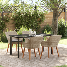 Garden & Outdoor Furniture vidaXL 5 Pcs Light Gray Black 160 x 80 x 74 cm Patio Dining Set