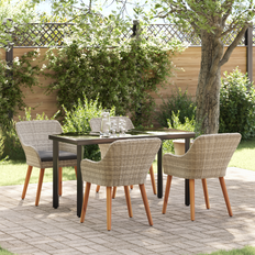 Garden & Outdoor Furniture vidaXL 5 Pcs Light Gray Black 140 x 70 x 74 cm Patio Dining Set