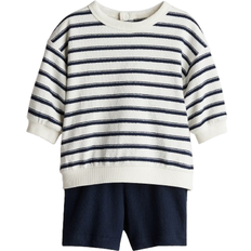 H&M Baby 2-delat Set I Bomullsfrotté - Marinblå/Randig