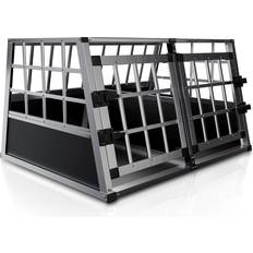 Juskys Aluminum Dog Transport Box L-X Black/Silver