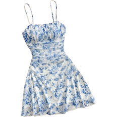 White Dresses Children's Clothing Shein Teen Girls Floral Mesh Halter Neck Vacation Dress - Vintage/Beach/Sea/Elegant