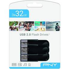 PNY 32 GB Attaché 4 Black USB Stick 3 Pack