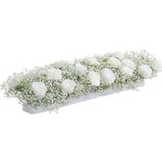Living and Home White Rose Gypsophila Row 100x35 cm Artificial Plant