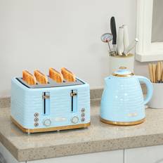 Toasters Homcom Kettle and Toaster Set 1.7L Key Light Blue