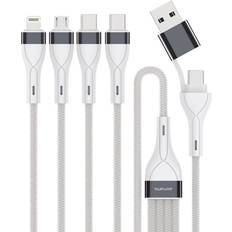 4-i-2 Multi Laddkabel USB-C USB-A Lightning Micro USB 25cm