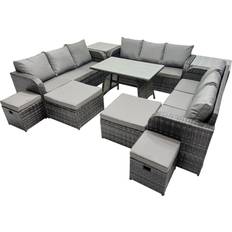 Garden & Outdoor Furniture Fimous Garden Rattan Furniture 13 Seater Dark Grey Outdoor Lounge Set, Table incl. 1 Sofas