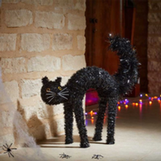 42cm Black Scaredy Cat Halloween Decoration