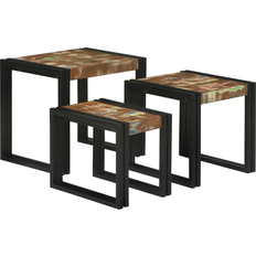 Multicoloured Nesting Tables vidaXL Tables 3 Pcs Multicolor Solid Reclaim Wood Nesting Table 3pcs