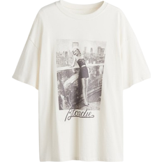 H&M Oversized Printed T-shirt - White/Blondie