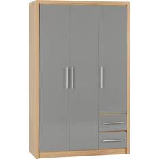 SECONIQUE Seville Grey Gloss/Light Oak Wardrobe 111x180cm