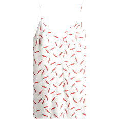 H&M Linen Blend Beach Dress - White/Chili Peppers