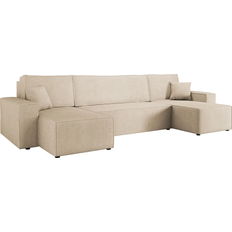 6-sits Soffor Mirjan24 Hobson Bäddsoffa Dubbeldivan 4-sits i Plysch Beige Soffa 312cm 6-sits