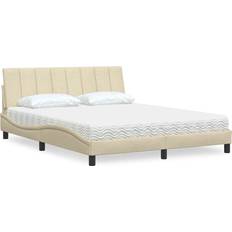160 cm - 200 cm Rammesenge vidaXL Bett mit Matratze Hanko Creme 160x200 cm Rahmenbett