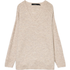 Vero Moda V-Neck Dropped Shoulder Seams Sweater - White/Birch