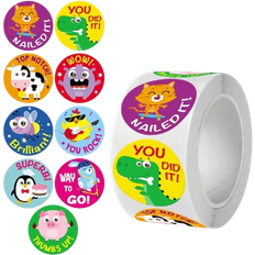 Shein 500 Sheets/Roll Cartoon Animal Stickers For Stationery, Scrapbooking, Teacher's Encouragement, Gifts, Cards, Festive Decor, DIY Labels, Waterproof PVC Stickers