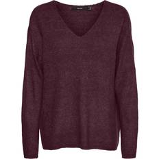 Vero Moda V-Neck Dropped Shoulder Seams Sweater - Brown