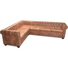 vidaXL Chesterfield Brown Soffa 260cm 6-sits