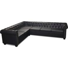 Hörnsoffa konstläder vidaXL Chesterfield Black Soffa 260cm 6-sits