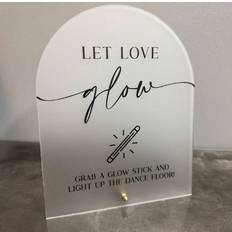 Acrylic Wall Decorations Shein 1pc Let Love Glow Acrylic Sign, Let Love Glow Sign, Glow Stick Wedding Sign, Dance Floor Glow Stick Sign, Grab A Glow Stick Sign,Acrylic Wedding Sign Gifts Birthday Graduation Birthday Decorations Party Decorations Bachelorette Summer Beach Back To School School Supplies Room Decor Wall Decoration