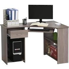 Homcom L Shaped Corner Grey Writing Desk 70x120cm