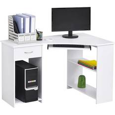Homcom White Tables Homcom L Shaped Corner White Writing Desk 70x120cm