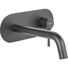 Black Basin Taps Beliani Single Lever Wall Mounted Basin Brass Mixer Tap Black