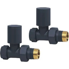 Heated Towel Rails Towelrads Anthracite Straight Manual Radiator Valve 15mm 2 Pack