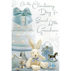 Blue Cards & Invitations On The Christening Day Of A Special Little Grandson