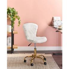 Metal - White Office Chairs Beliani Elegant Swivel Adjustable Height Office Chair