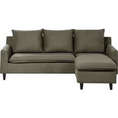 Wood Sofas Beliani Elvenes Fabric Dark Green Corner Sofa 3 Seater