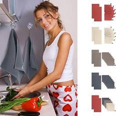 Beige Kitchen Towels PiccoCasa 8pcs 100% Cotton Waffle Dish Tea Set Kitchen Towel Beige