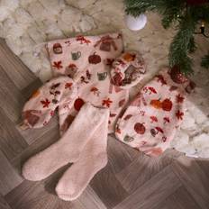 Autumn Print Hot Water Bottle Gift Set Beige