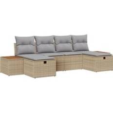 vidaXL 6 Stk Have Sofa Sæt Med Puder Beige Modulsofa