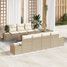 vidaXL 8 Piece Garden Sofa Beige Poly Rattan Outdoor Lounge Set