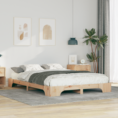 140 cm - Indbyggede opbevaring Senge vidaXL Gulv Seng Ramme Med Opbevaring Brun 140 x 210 cm Rammeseng