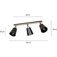 Atlas Lamper Atlas 3 Sort Loftslampe E27 230V 15W Loftplafond