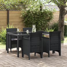 Synthetic Rattan Garden Chairs vidaXL Garden Chairs with Cushions 4 pcs Anthracite Poly Rattan